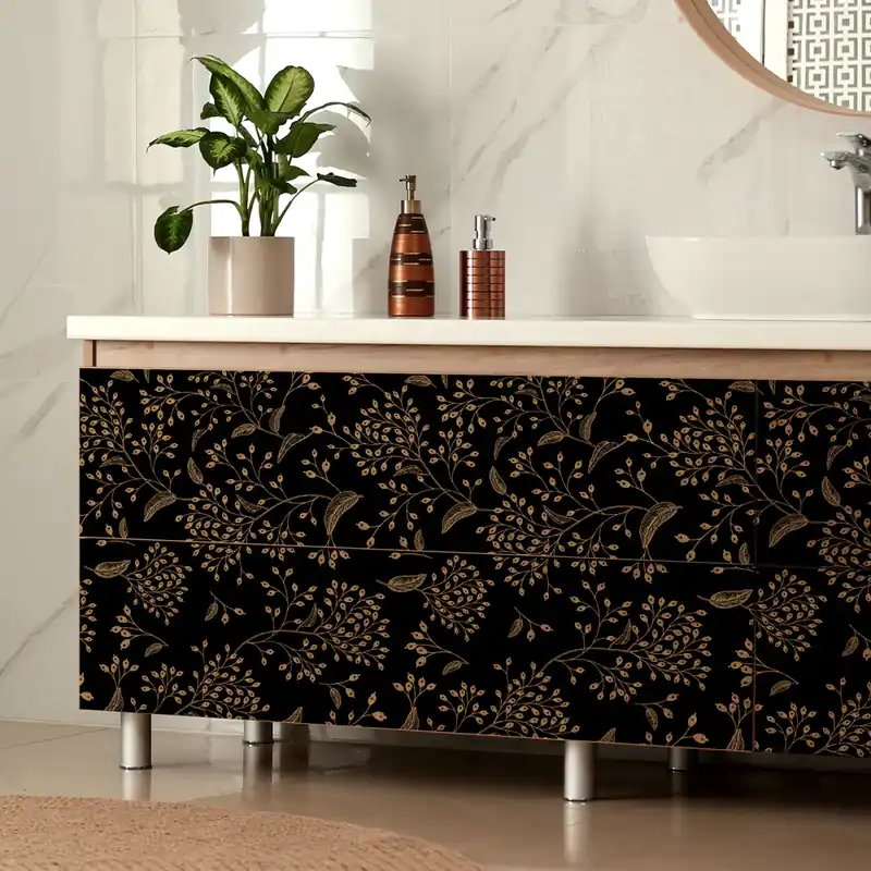 Tijdelijk Beschikbaar Pellicola adesiva Fiori dark - 40x200 cm