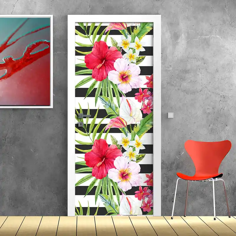 Pellicola adesiva Righe con fiori - 40x200 cm Betrouwbaar