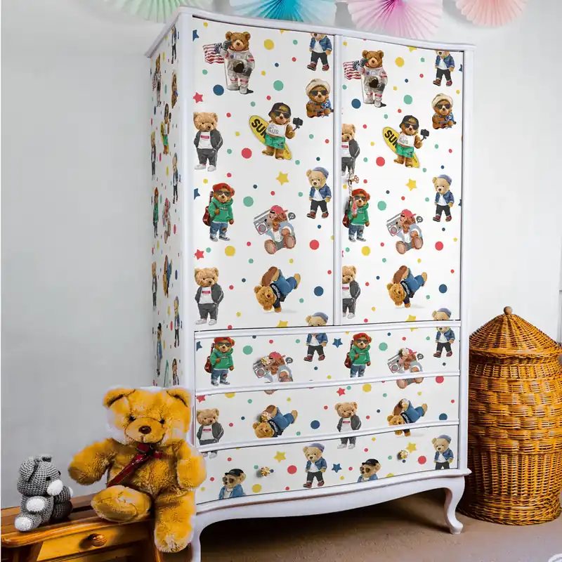 Pellicola adesiva Orsetti trendy - 40x200 cm Lage Prijs