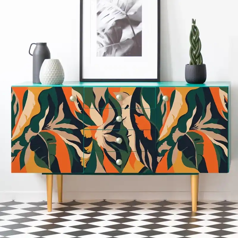 Beperkt Aanbod Pellicola adesiva Giungla a colori - 40x200 cm