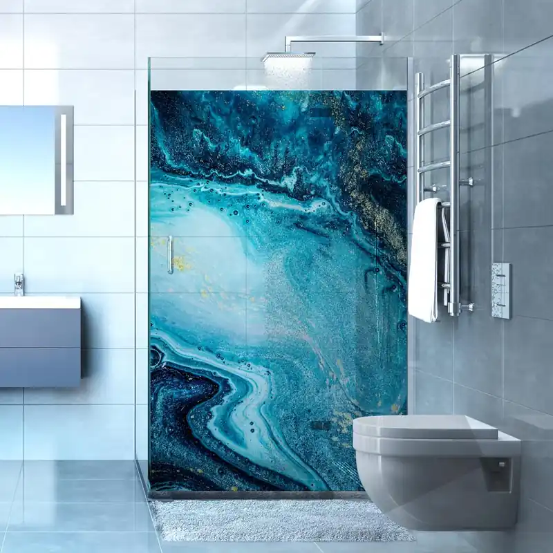 Snelle Levering Pellicola adesiva per vetro Marmo effetto oceano - 60x100 cm