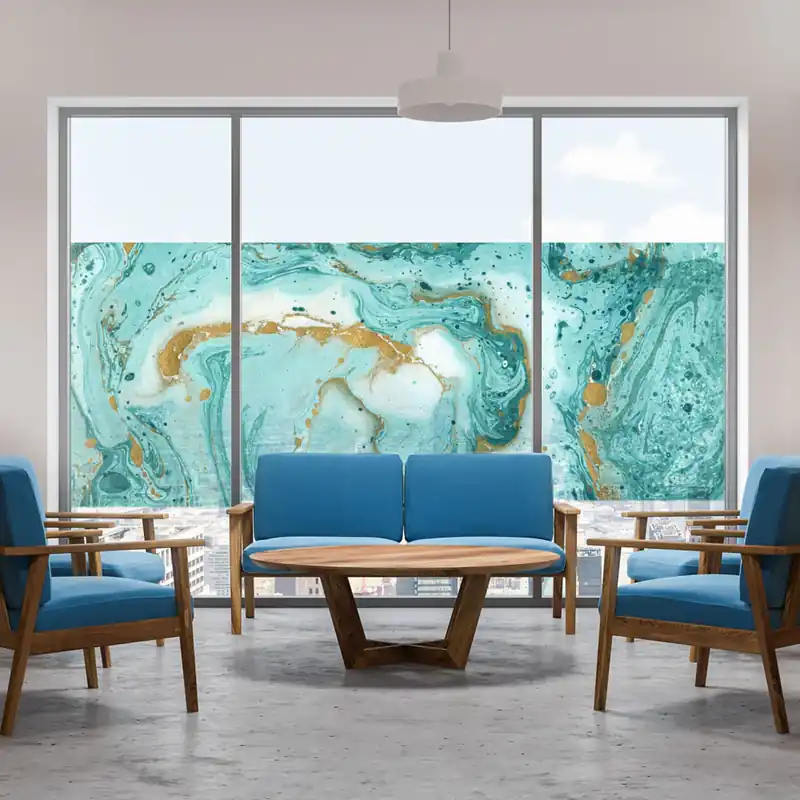 Pellicola adesiva per vetro Marmo turchese - 60x100 cm Korting