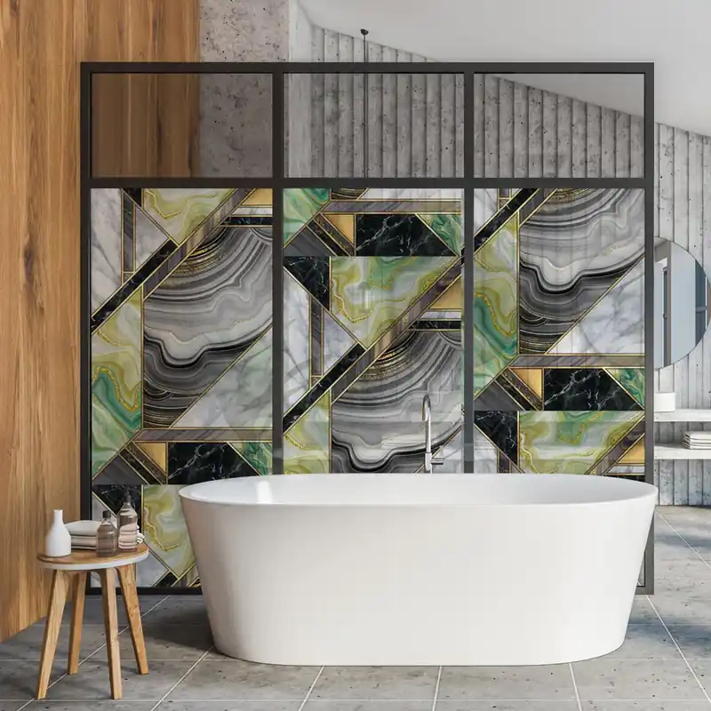 Betrouwbaar Pellicola adesiva per vetro Marmo nero e verde - 60x100 cm