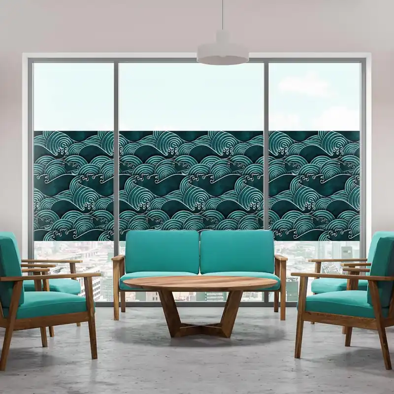 Betrouwbaar Pellicola adesiva per vetro Onde verdi - 60x100 cm