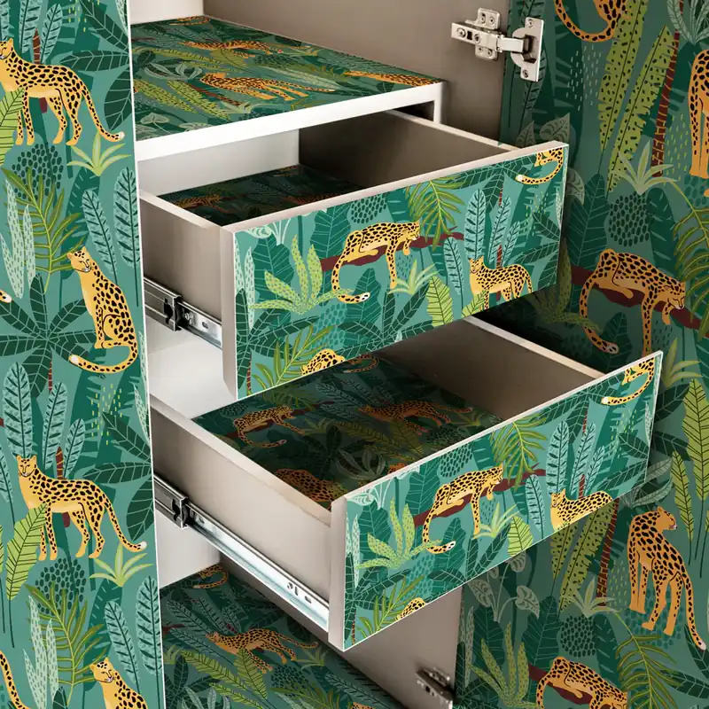 Pellicola adesiva Tropical jungle leopards - 40x200 cm Bestel Nu