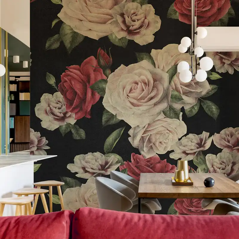 Carta da parati in Fibra di Vetro Roses Retrò - TNT-Fibra di vetro / 95x300 cm Betrouwbaar