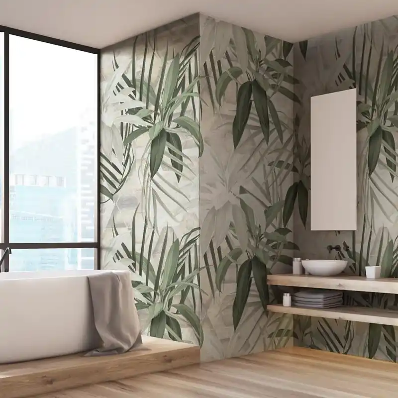 Beperkte Voorraad Carta da parati in Fibra di Vetro Leaves - 100% Fibra di vetro / 95x300 cm