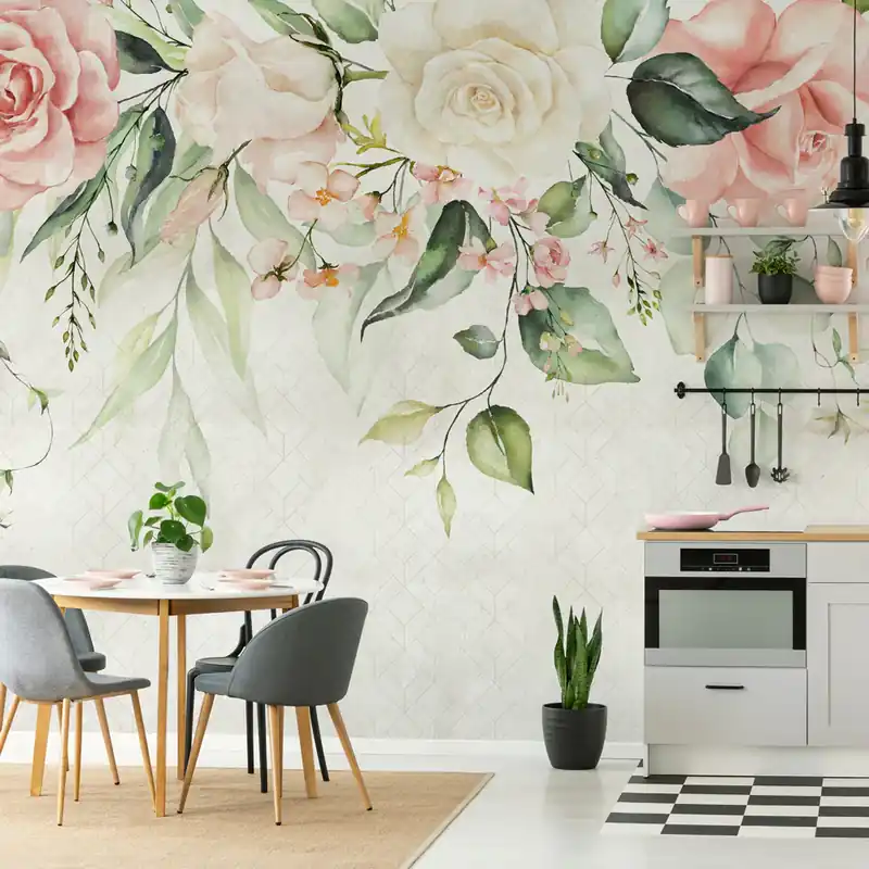 Carta da parati in Fibra di Vetro Rose pendenti - 100% Fibra di vetro / 95x300 cm Gecertificeerd