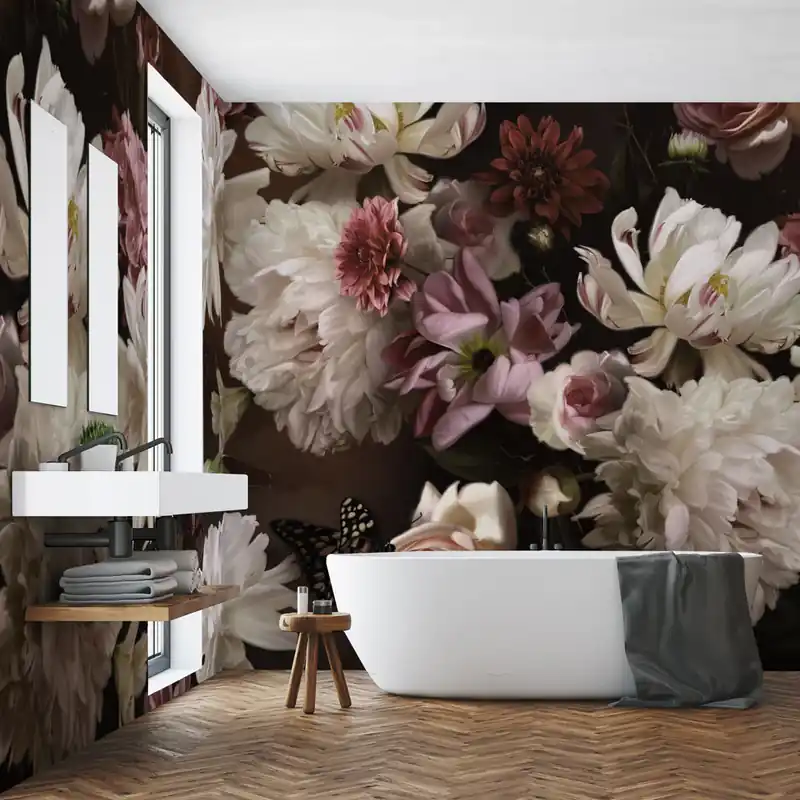 Tijdelijk Beschikbaar Carta da parati in Fibra di Vetro Fiori dipinti - 100% Fibra di vetro / 95x300 cm