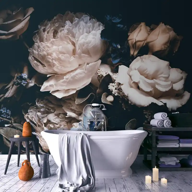 Koop Online Carta da parati in Fibra di Vetro Bouquet di peonie - 100% Fibra di vetro / 95x300 cm