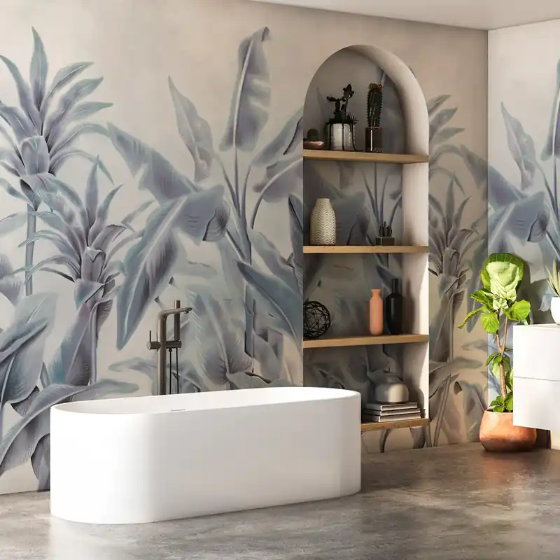 Laatste Versie Carta da parati in Fibra di Vetro Palms drawing - Verde / 100% Fibra di vetro / 95x300 cm