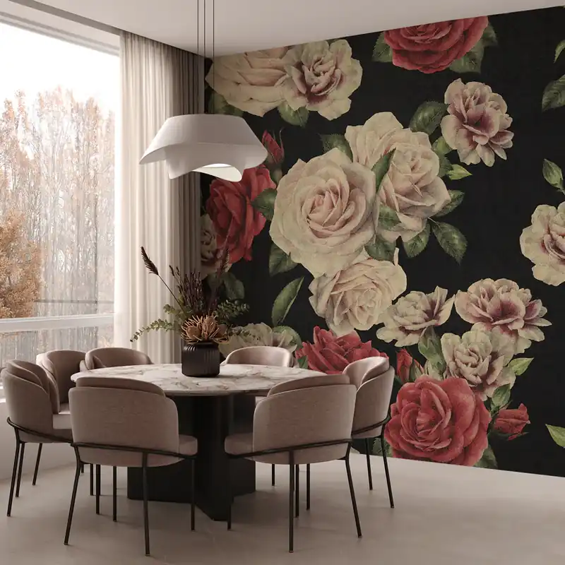 Bestel Nu Carta da parati Roses Retrò - TNT Effetto Muro / 100x300 cm