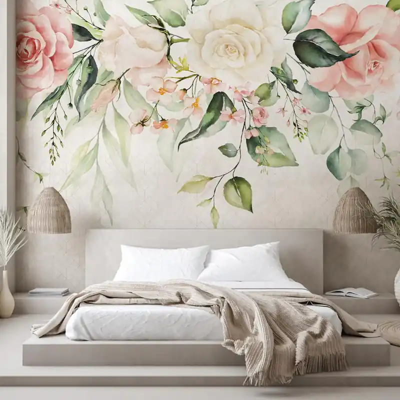 Gecertificeerd Carta da parati Rose pendenti - TNT Effetto Muro / 100x300 cm