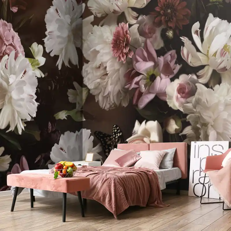 Flitsaanbieding Carta da parati Fiori dipinti - TNT Effetto Muro / 100x300 cm