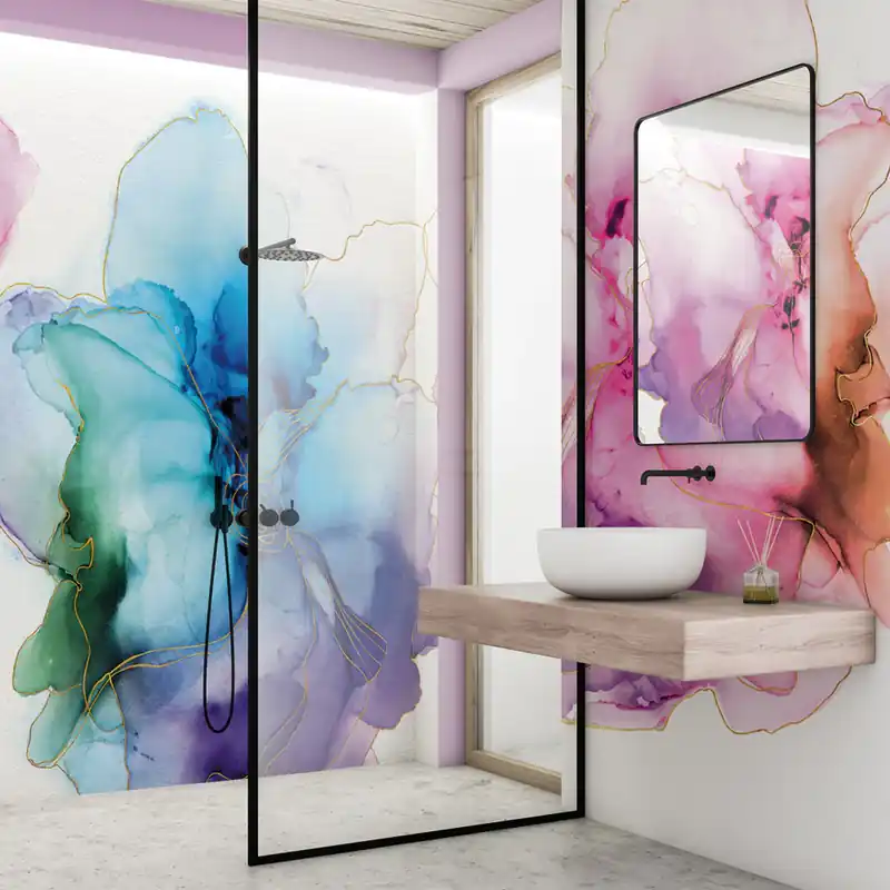Korting Carta da parati in Fibra di Vetro Fiori d‘acqua - 100% Fibra di vetro / 95x300 cm