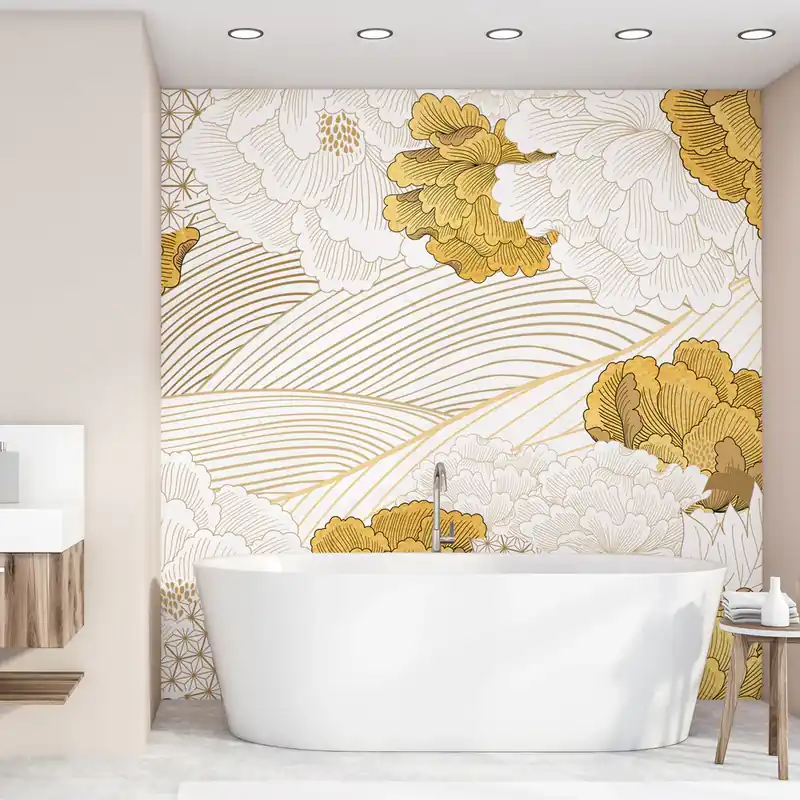 Gereduceerde Prijs Carta da parati in Fibra di Vetro Japan Flowers - 100% Fibra di vetro / 95x300 cm