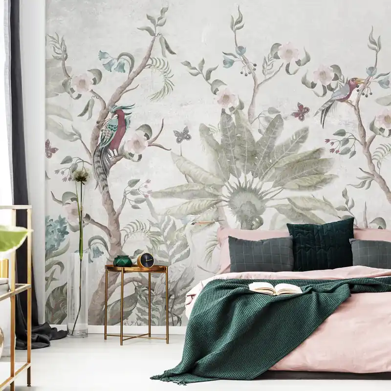 Merkproduct Carta da parati Tropical birds - TNT Effetto Muro / 100x300 cm
