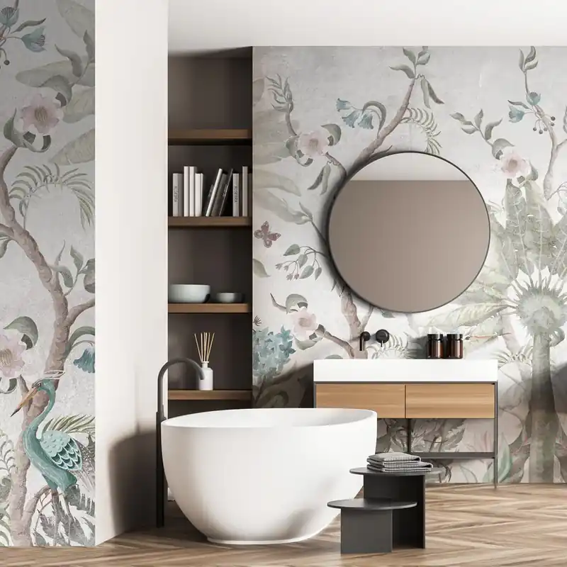 Carta da parati in Fibra di Vetro Tropical birds - 100% Fibra di vetro / 95x300 cm Bestel Nu