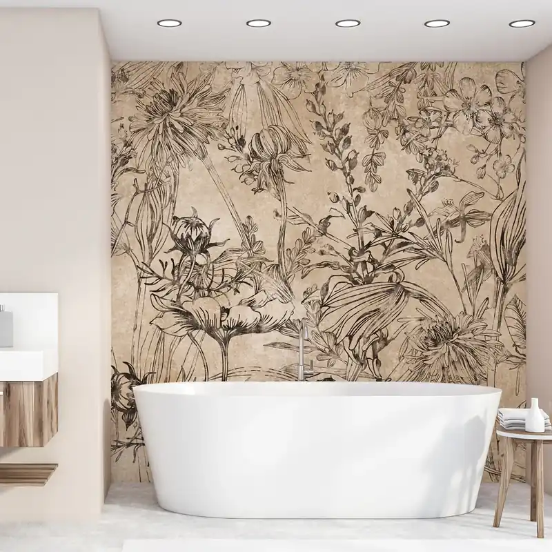 Snelle Levering Carta da parati in Fibra di Vetro Fiori Incisi - 100% Fibra di vetro / 95x300 cm