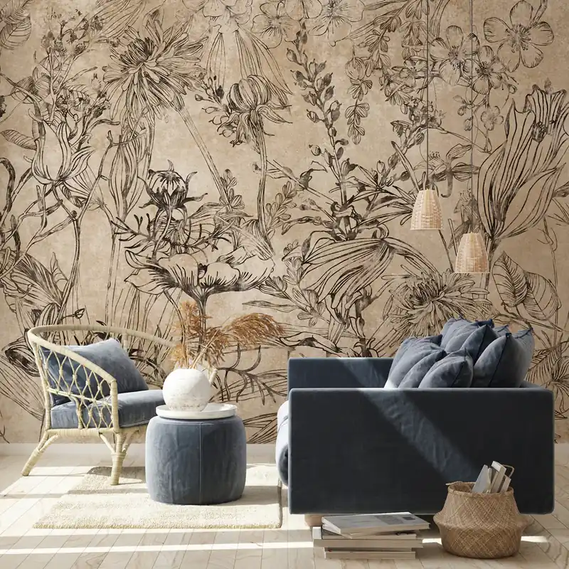 Carta da parati Fiori Incisi - TNT Effetto Muro / 100x300 cm Gereduceerde Prijs