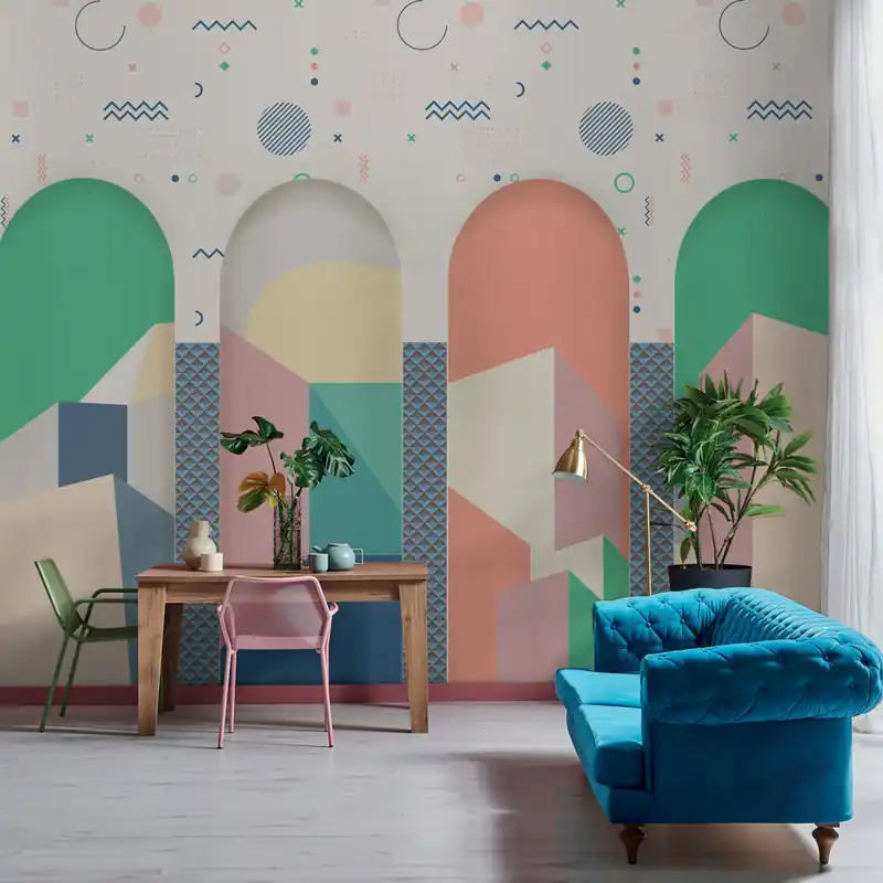 Carta da parati Archi - TNT Effetto Muro / 100x300 cm / Astratta Bestel Nu