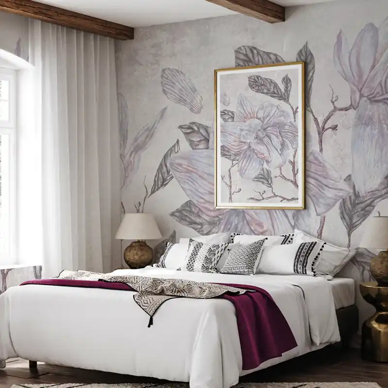 Carta da parati Magnolie retrò - Lilla / TNT Effetto Muro / 100x300 cm Dagaanbieding