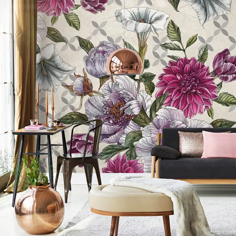 Carta da parati Bouquet di fiori - TNT Effetto Muro / 100x300 cm Koop Online