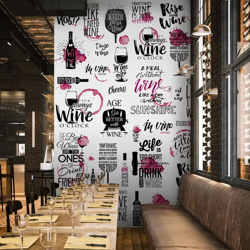 Dagaanbieding Carta da parati Aforismi Vino - TNT Effetto Muro / 100x300 cm