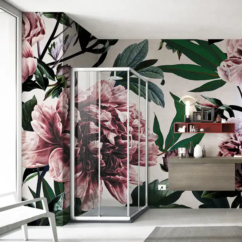 Carta da parati in Fibra di Vetro Peonie eleganti - 100% Fibra di vetro / 95x300 cm Bestseller