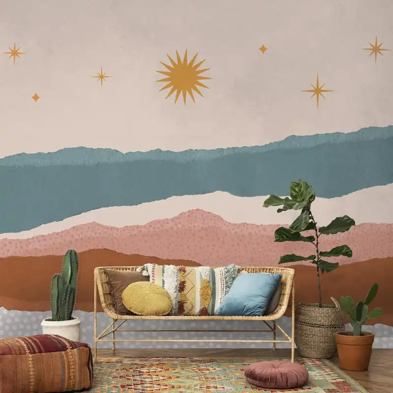 Carta da parati Sole e stelle - TNT Effetto Muro / 100x300 cm Gereduceerde Prijs