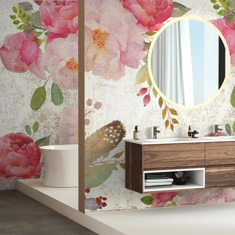 Laatste Versie Carta da parati in Fibra di Vetro Roses - 100% Fibra di vetro / 95x300 cm
