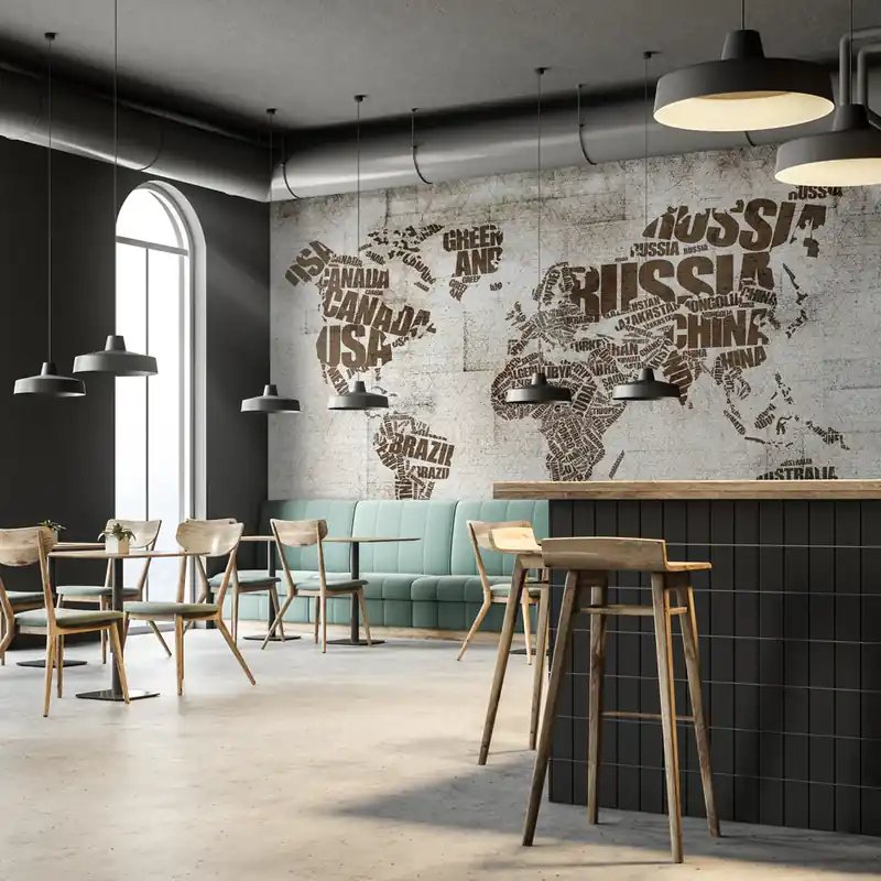 Korting Carta da parati World typography - TNT Effetto Muro / 400x300 cm