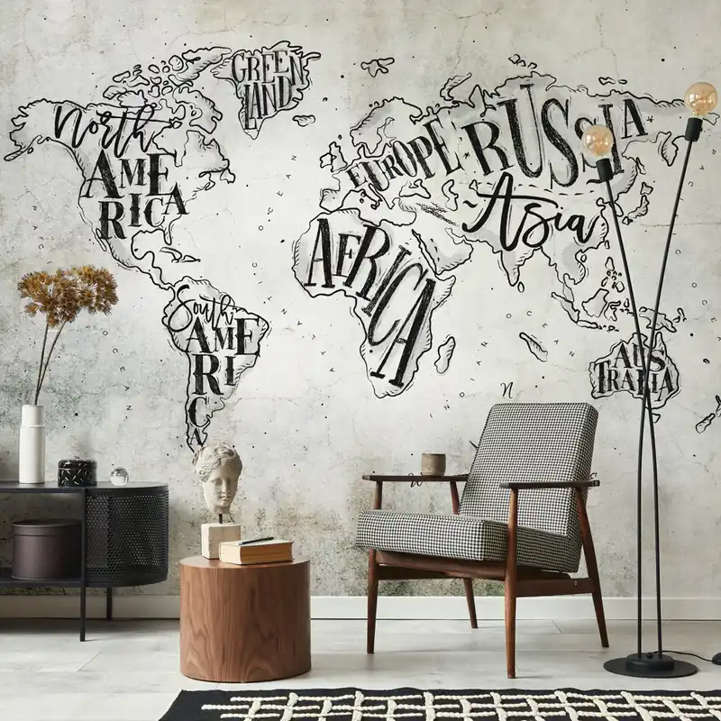Beperkte Voorraad Carta da parati World map - TNT Effetto Muro / 400x300 cm