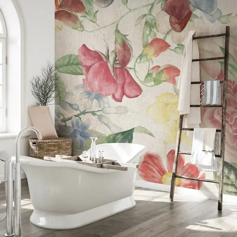 Carta da parati in Fibra di Vetro Affresco floreale - 100% Fibra di vetro / 95x300 cm Direct Verzonden