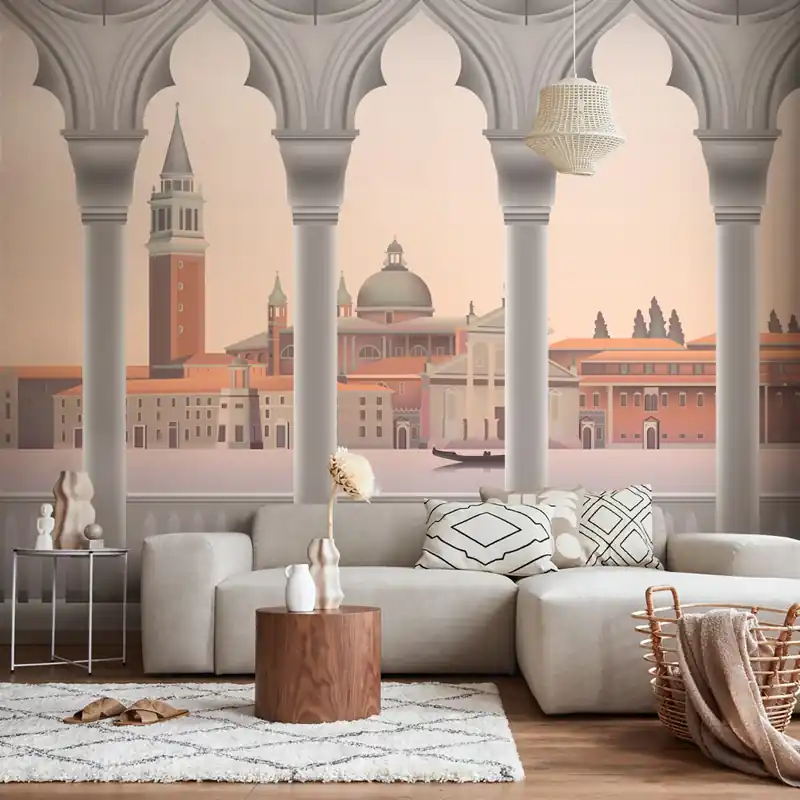 Carta da parati Tramonto veneziano - TNT Effetto Muro / 100x300 cm Op = Op
