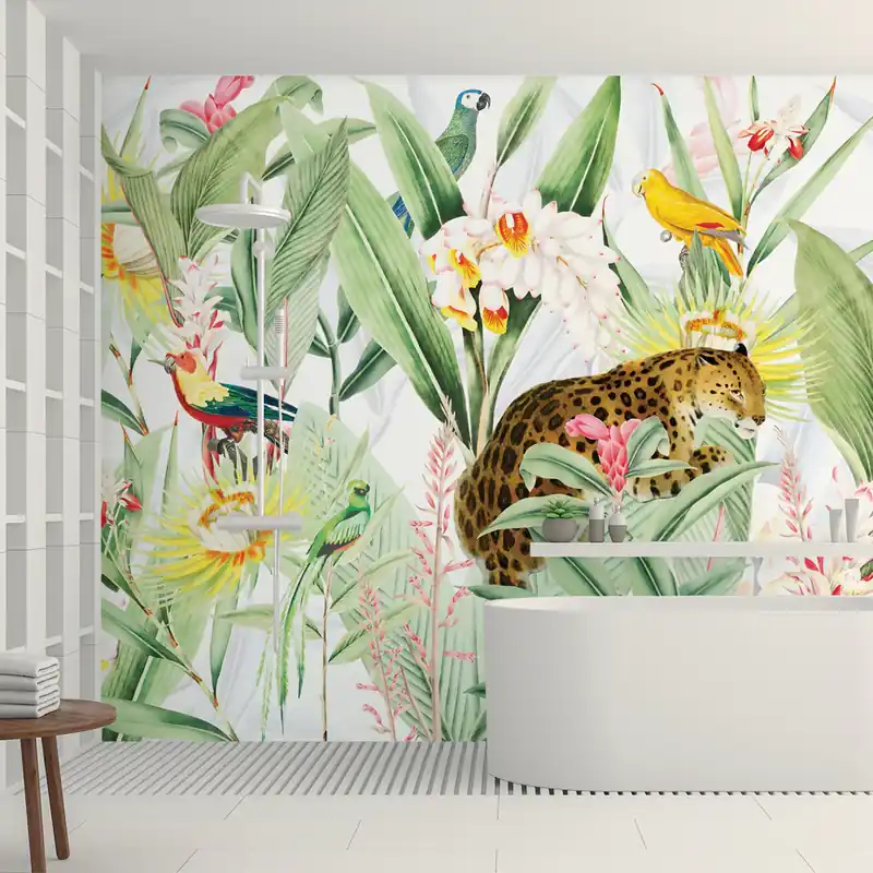 Carta da parati in Fibra di Vetro Tropicale chic - 100% Fibra di vetro / 95x300 cm Dagaanbieding