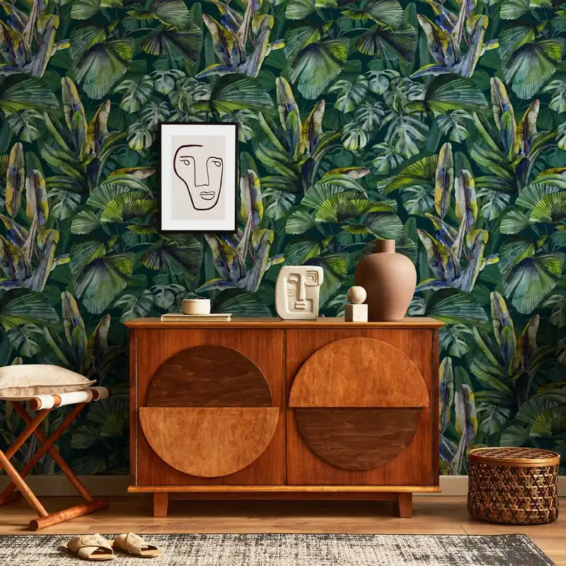 Verde Tropicale Rotolo Carta da Parati - Finitura Liscia / 50x700 cm Direct Beschikbaar
