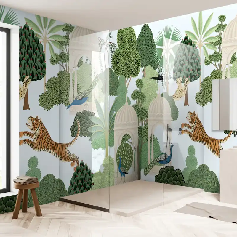 Carta da parati in Fibra di Vetro Giardino orientale - 100% Fibra di vetro / 95x300 cm Shop Nu