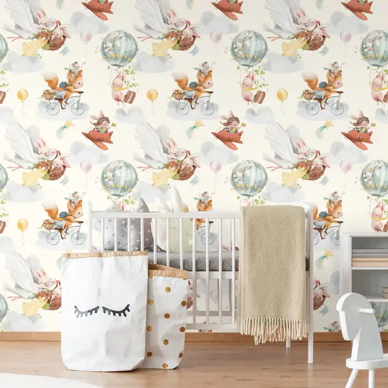 Amici tra le nuvole Rotolo Carta da Parati - Finitura Liscia / 50x300 cm Shop Nu