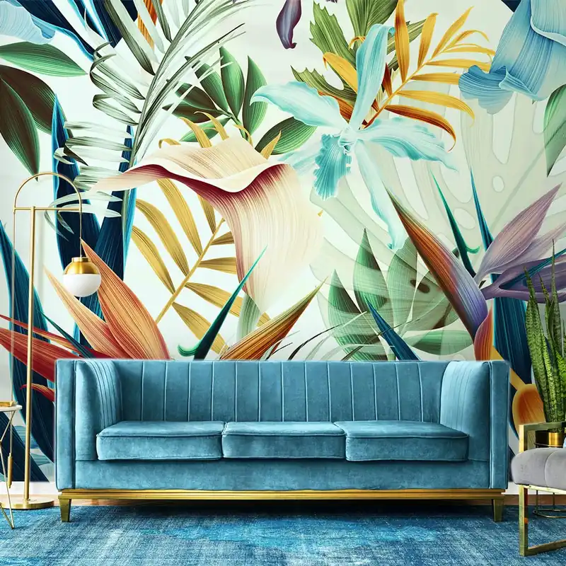 Carta da parati Strelitzie tropicali - TNT Effetto Muro / 100x300 cm Gecertificeerd