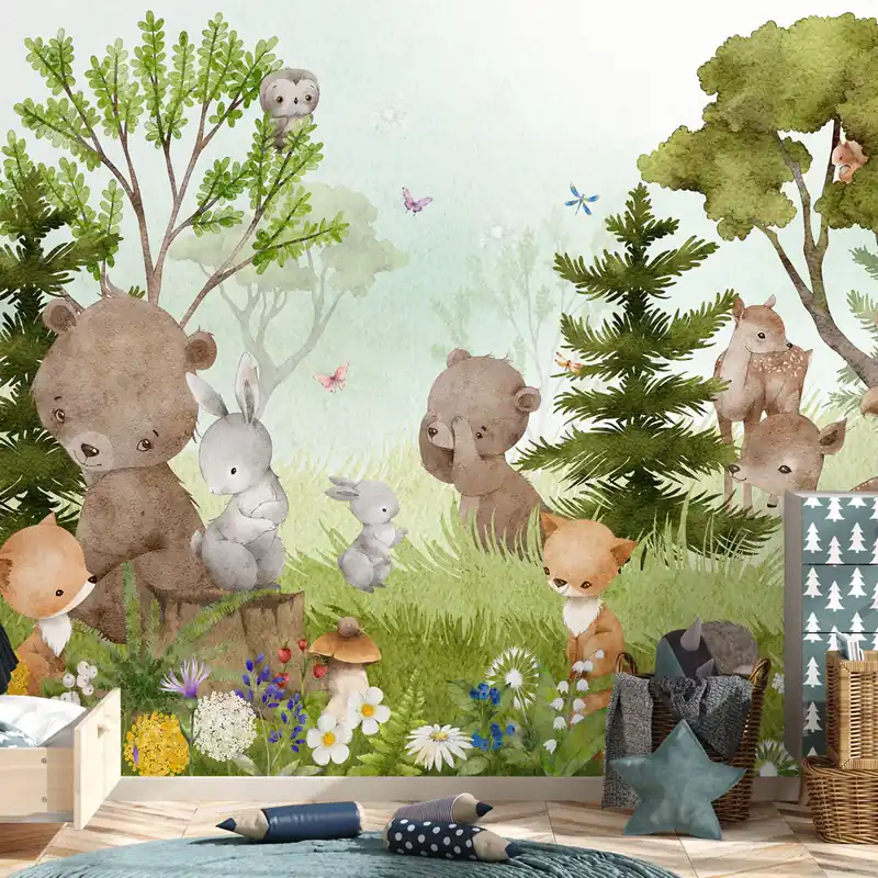 Carta da parati Amici della foresta - Carta da parati liscia / 100x300 cm Bestel Nu
