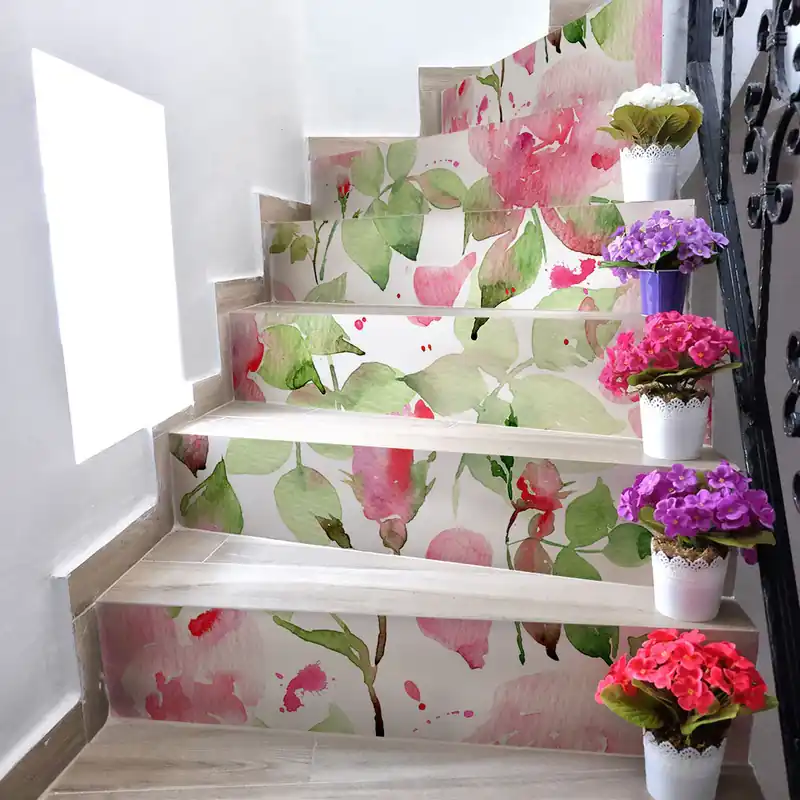 Adesivi per Scale Rose acquerello - 17 cm / 5 fasce da 80 cm Lage Kosten