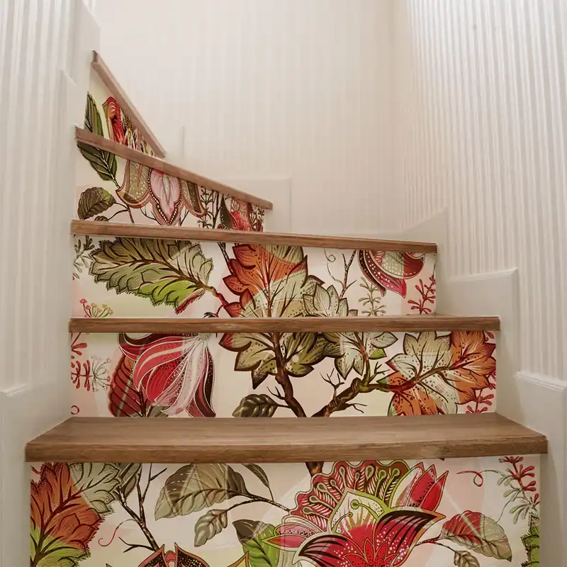 Adesivi per Scale Fiori retrò - 17 cm / 5 fasce da 80 cm Laatste Versie