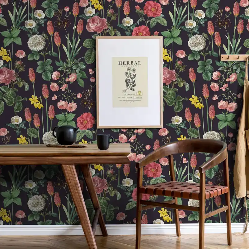Veilige Betaling Eden botanico dark Rotolo Carta da Parati - Finitura Liscia / 50x300 cm