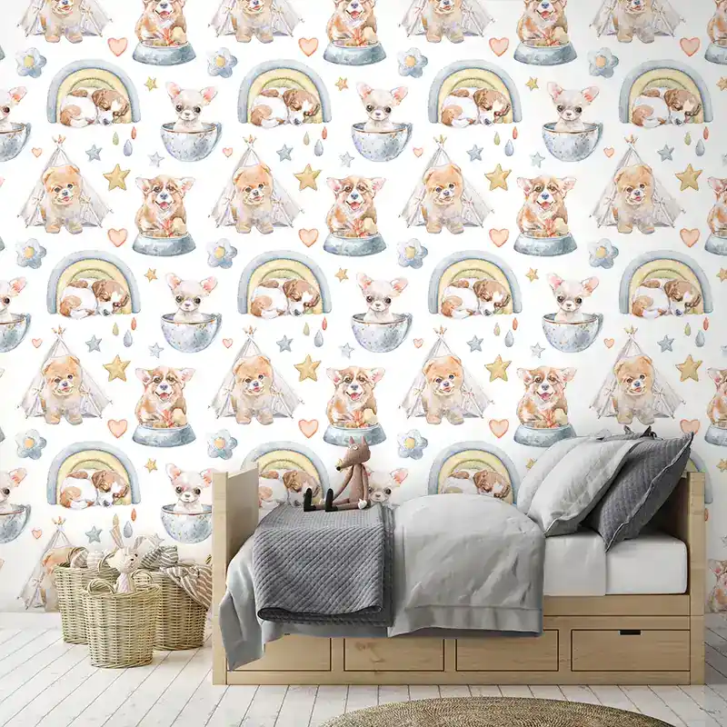 Gereduceerde Prijs Little Dog Rotolo Carta da Parati - Finitura Liscia / 50x700 cm