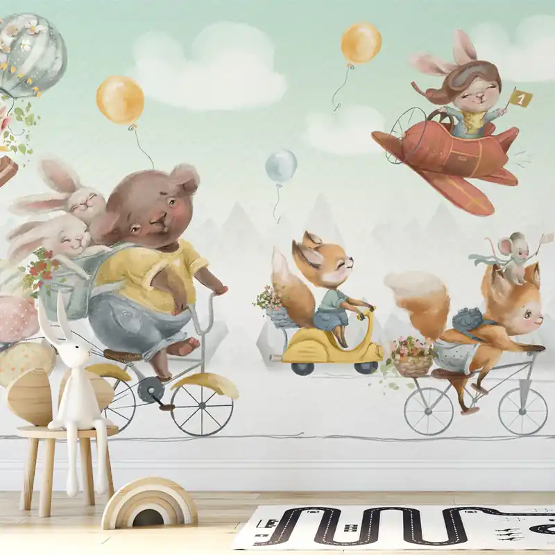 Carta da parati Animaletti giramondo - Carta da parati liscia / 100x300 cm Beperkt Aanbod