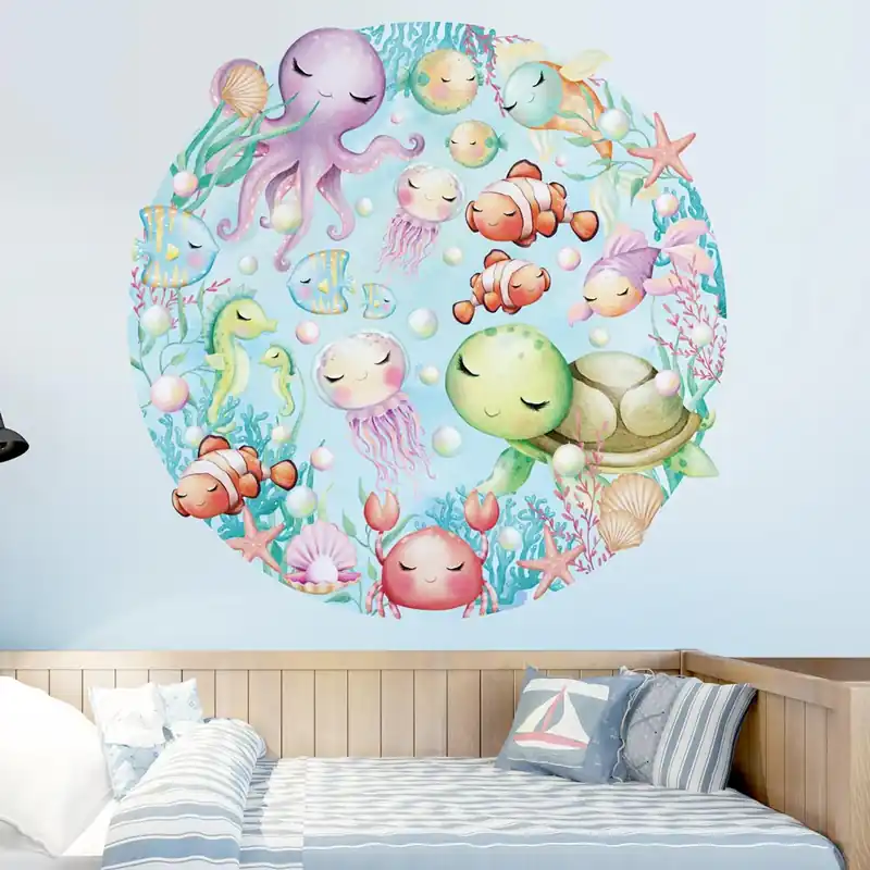 Betrouwbaar Cerchio Piccoli animali marini - 60x60 cm