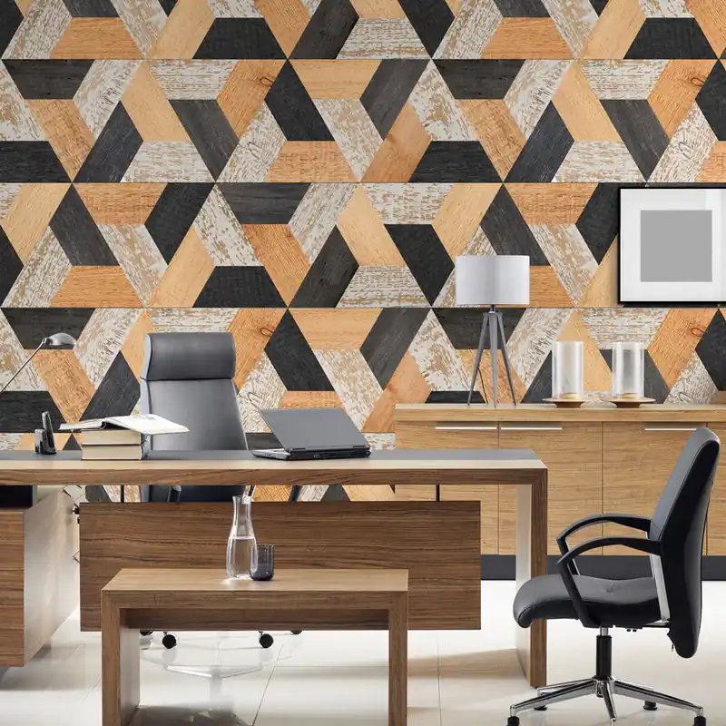 Koopje Carta da parati Legno geometrico - TNT Effetto Muro / 100x300 cm